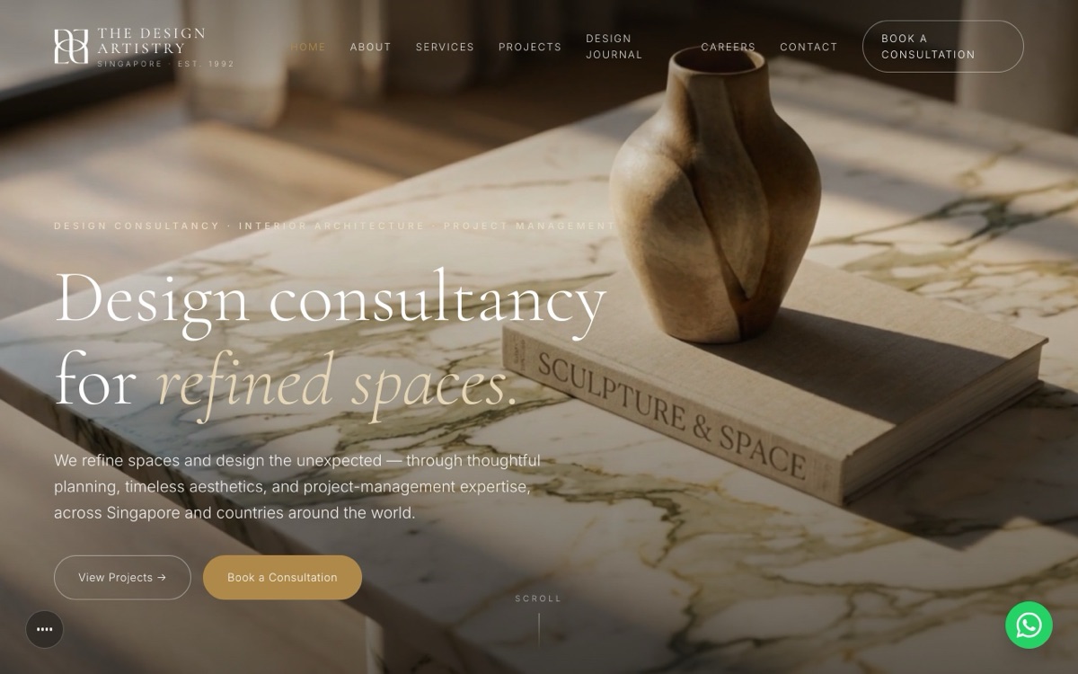 The Design Artistry — website by touchmkt Singapore