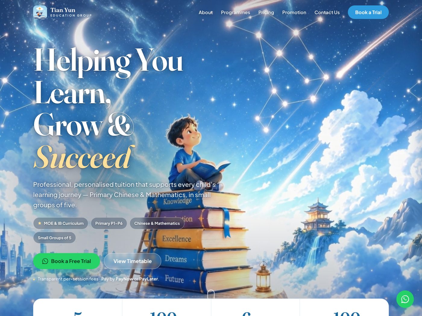 Tian Yun Education — website by touchmkt Singapore